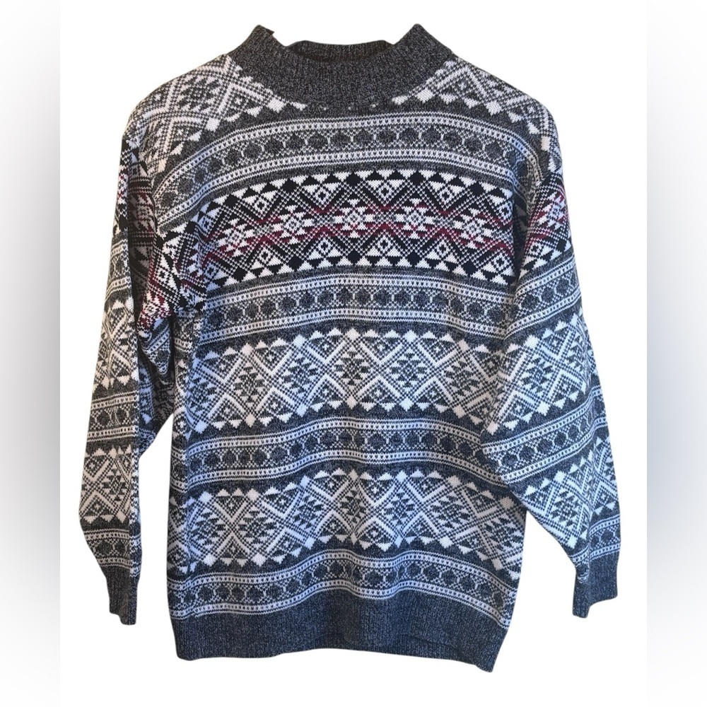 Vintage American Pride Nordic Patterned Sweater Crew Neck Size Large